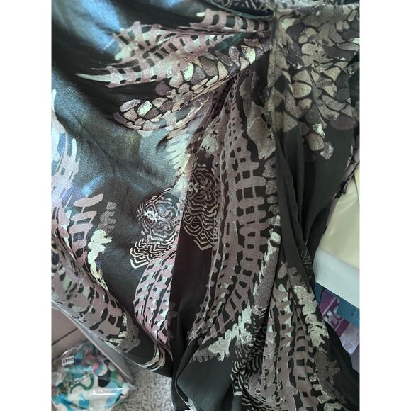 Free People Out Of The Woods Maxi Dress S Gray Raven Combo Side Slit Boho Hippie - Picture 9 of 15